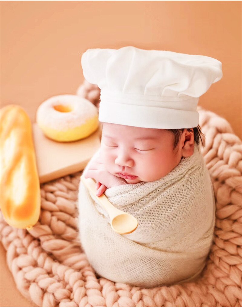 Baby Chef Apron Hat for Kids Costumes Chef Baby Cook Costume Newborn Photography Prop Newborn Hat Apron